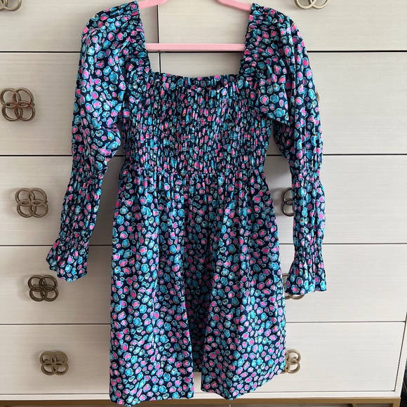 EUC Lilly Pulitzer Beyonca Baby Doll Dress RucheTop Long Sleeve SIZE M - Picture 2 of 5